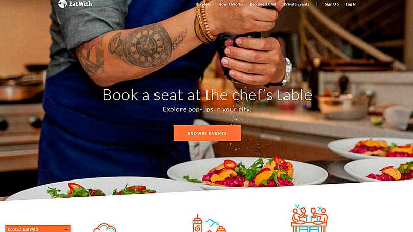 Página principal do site Eat with/ Crédito foto: http://exame.abril.com.br/seu-dinheiro/noticias/25-sites-que-ajudam-a-economizar-em-viagens#14